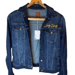 🆕 Joe’s Denim Blue Jean Jacket Embroidered Ling Ling New Women’s XS